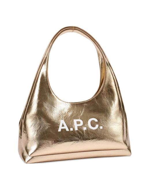 A.P.C. Natural Mini Ninon Metallic Logo Shoulder Bag