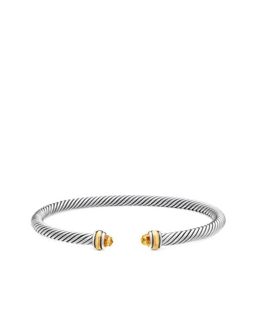 David Yurman White 18Kt And Sterling Classic Cable Bracelet (4Mm)