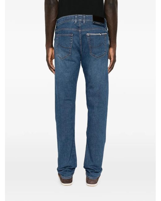 Jacob Cohen Blue Faded Straight-Leg Jeans for men