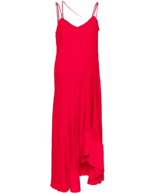 Lanvin Red Plissé-effect Dress