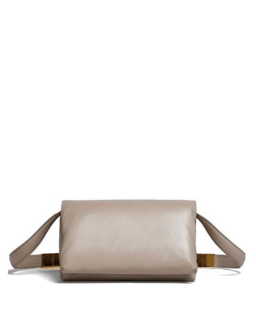 Marni Brown Small Prisma Leather Shoulder Bag