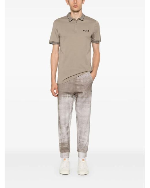 Boss Gray Abstract-Pattern Track Pants for men