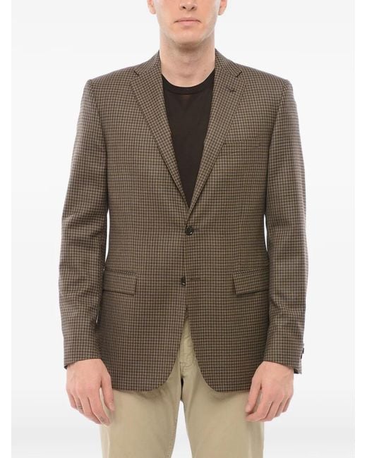 Corneliani Brown Checked Wool Blazer for men