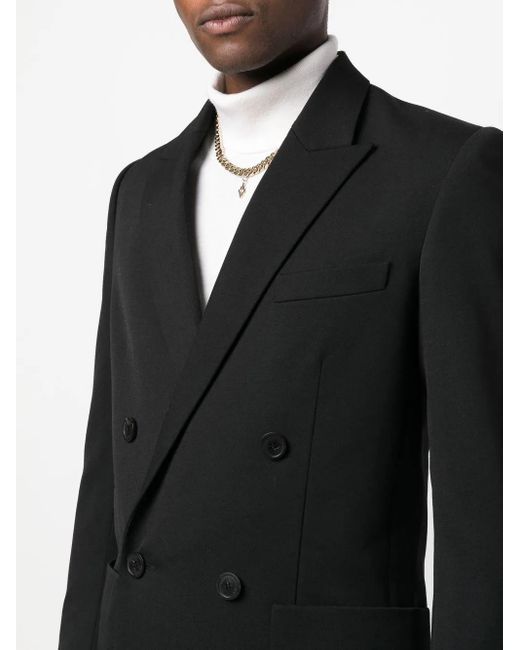 Balmain Black Double-Breasted Wool Blazer for men
