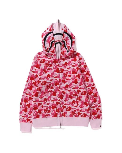 A Bathing Ape Red Full-Zip Camouflage-Print Hoodie for men