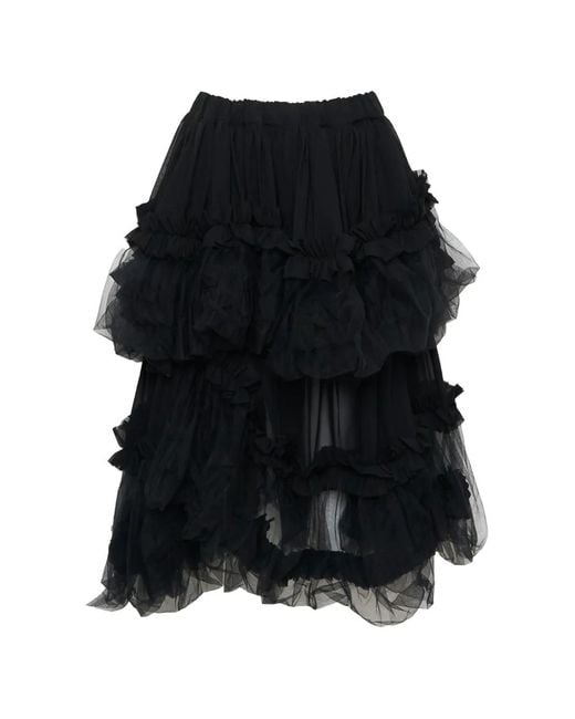 Noir Kei Ninomiya Black Ruffled A-Line Midi Skirt