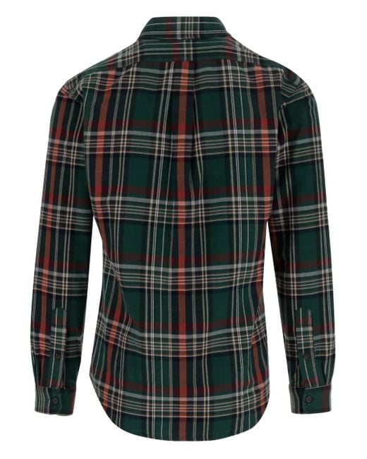 Polo Ralph Lauren Green Check-Pattern Button-Down Shirt for men