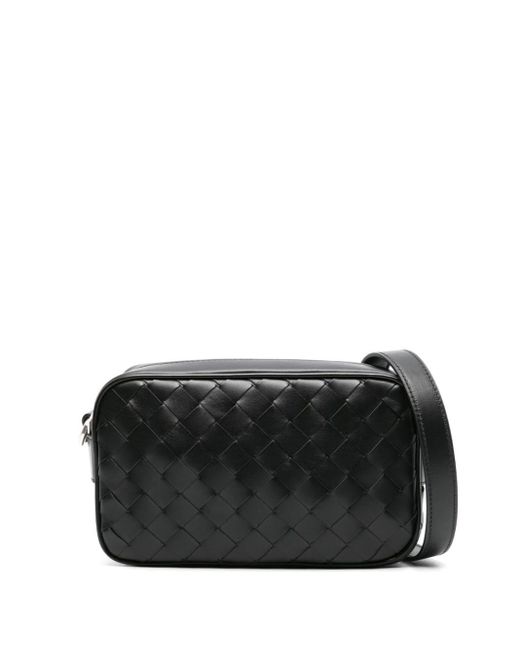 Bottega Veneta Black Mini Intrecciato Messenger Bag for men