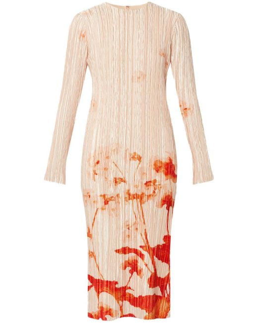 Erdem Red Long-Sleeve Midi Dress