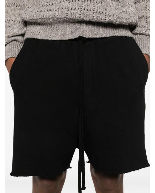 Thom Krom Black Drawstring Frayed Shorts for men