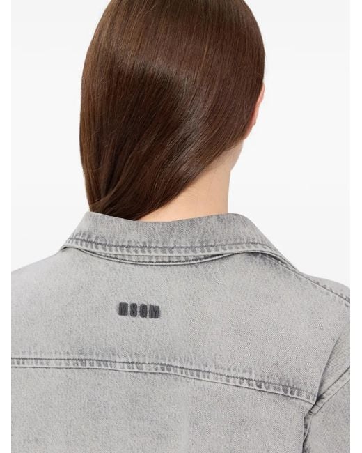 MSGM Gray Patch Pocket Tie Shirt