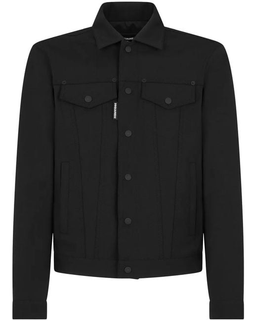 DSquared² Button-Up Shirtjack in het Black voor heren