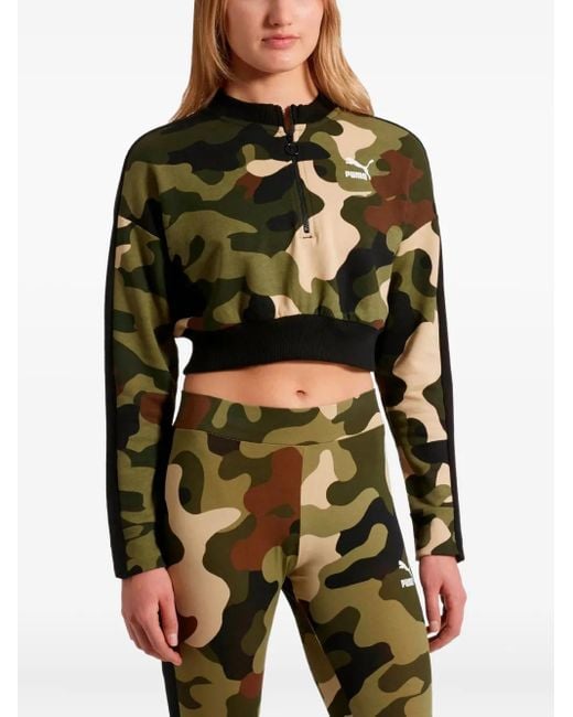 PUMA Green Camouflage Zip Sweater