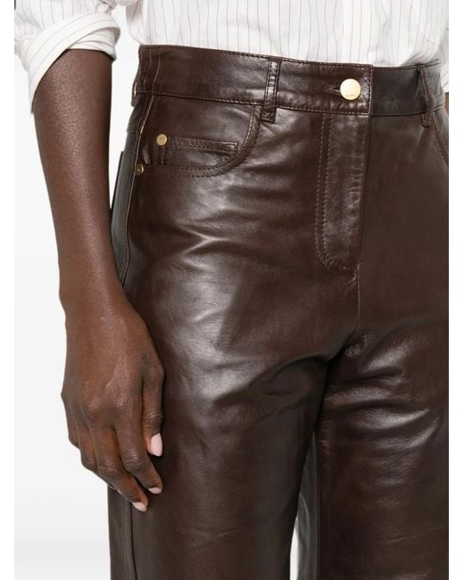 Max Mara Gray Pesca Leather Trousers