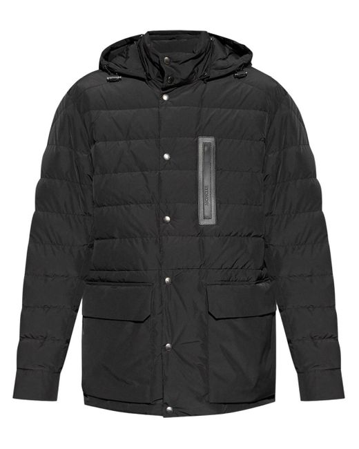 Moncler Black Logo-Appliqué Padded Coat for men