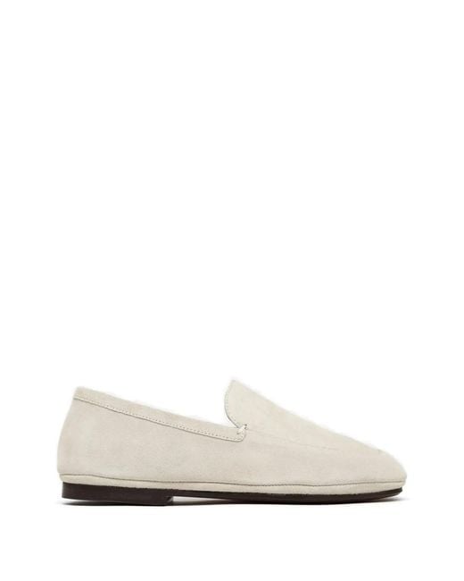 Lemaire White Slip-On Suede Loafers