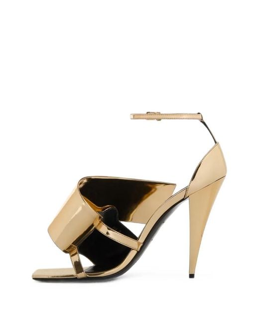 Givenchy Metallic Sliced Square Heeled Sandals