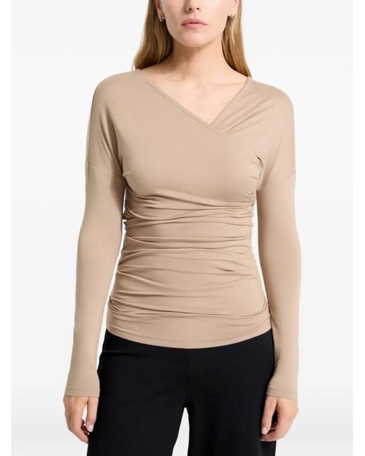 MARCELLA Natural Jisoo Long-Sleeve V-Neck T-Shirt