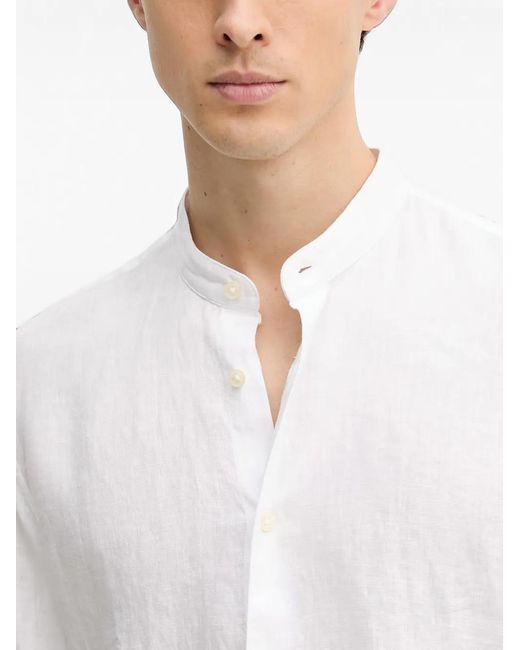 Marc O' Polo White Band-Collar Long-Sleeve Shirt for men