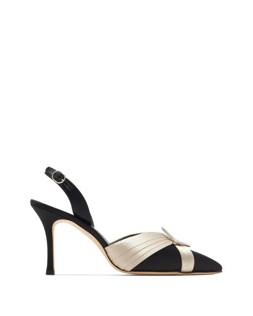 Manolo Blahnik Metallic Vierasli Crystal-Buckle Pleated Pumps
