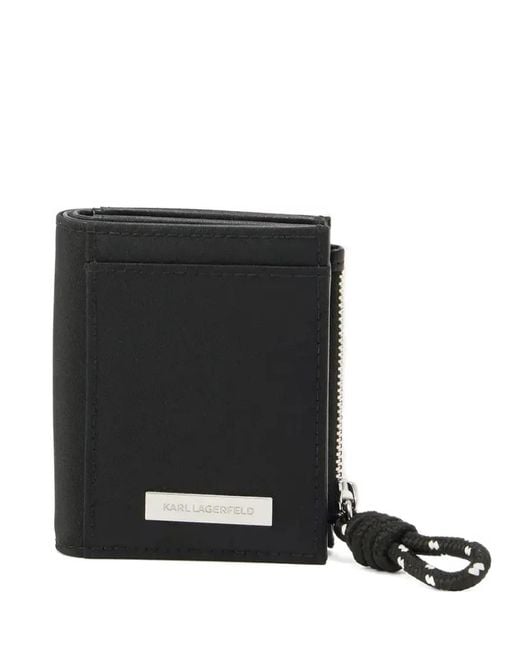 Karl Lagerfeld Black Petit Portefeuille Ikon À Plaque Logo