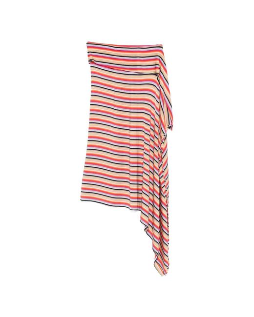 Christopher Esber Red Calypso Striped Astmmetric Skirt