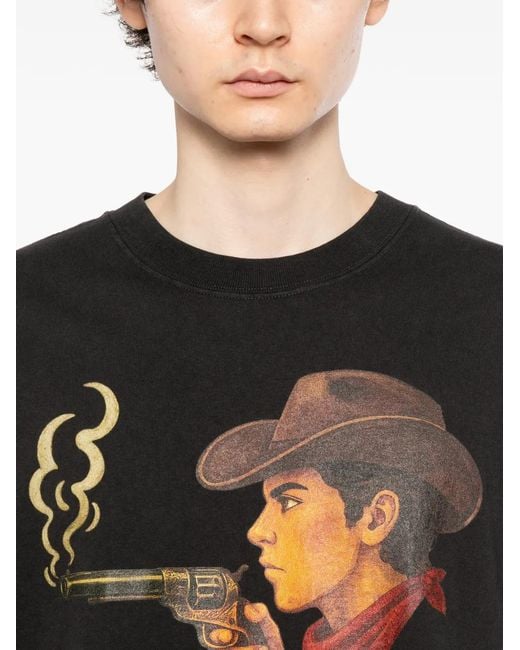 Melt Black Graphic-Print Round Neck T-Shirt for men