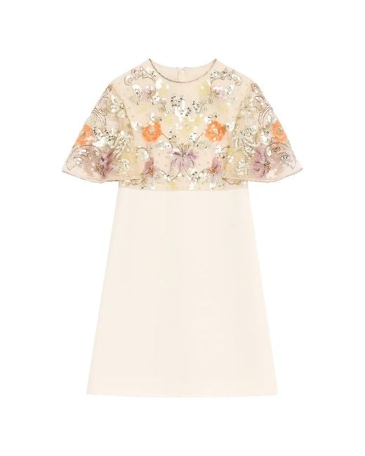 Valentino Garavani White Embroidered Crepe Couture Short Dress