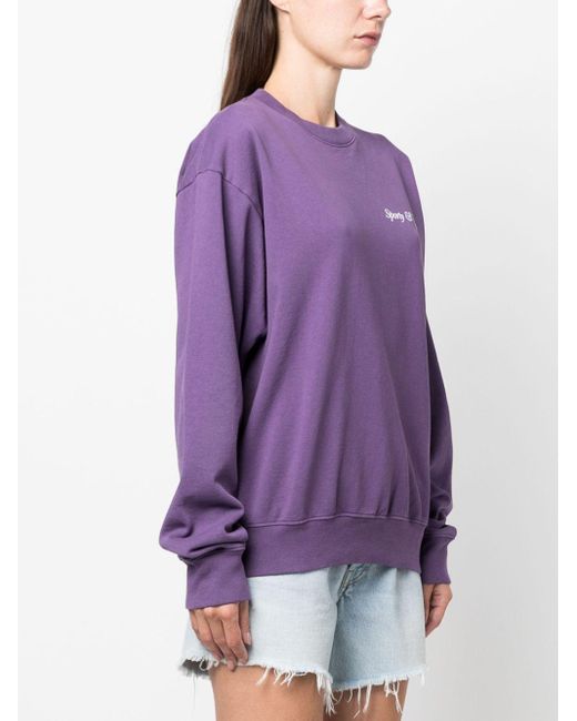 Sporty & Rich Sweater Met Logoprint in het Purple