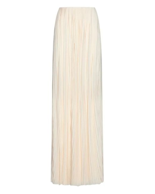 Saint Laurent White Pleated Maxi Skirt