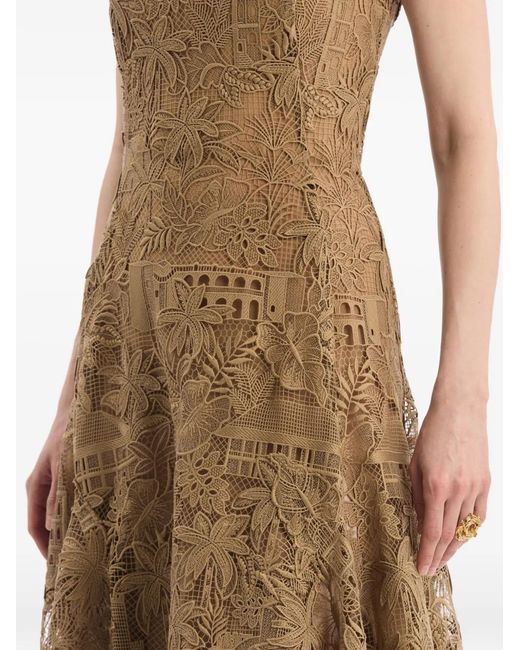 Oscar de la Renta Natural Dominican Landscape Guipure Dress