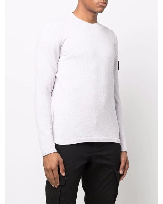 Stone Island White Compass Badge Crew-Neck Jumper for men