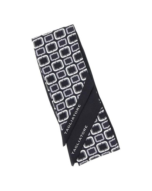 Tagliatore White Geometric Print Scarf for men