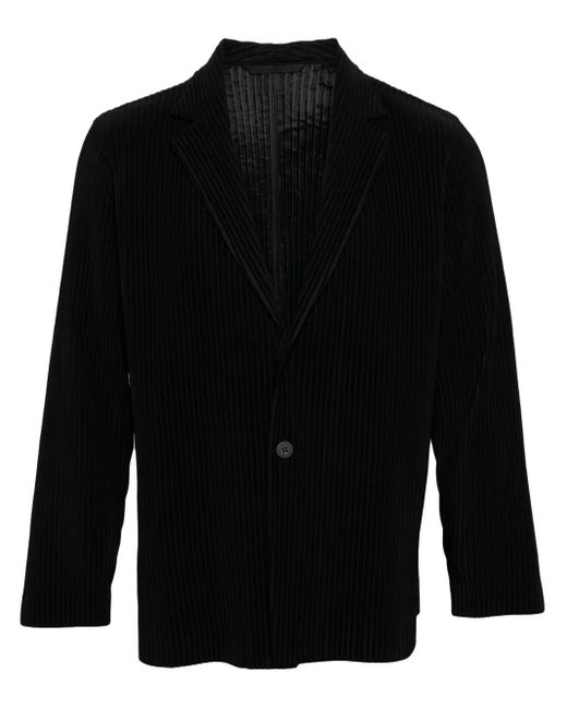 Homme Plissé Issey Miyake Black Pleated Single-Breasted Jacket for men