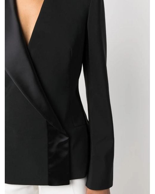 Genny Black Single-Breasted Asymmetric-Lapel Blazer