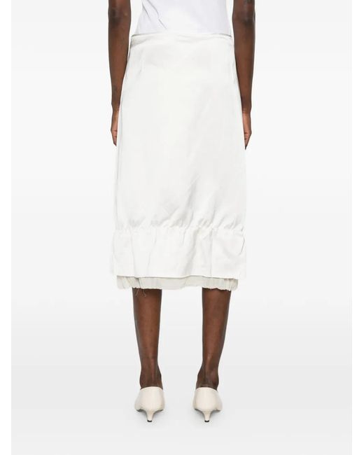 Totême White Layerd Midi Skirt