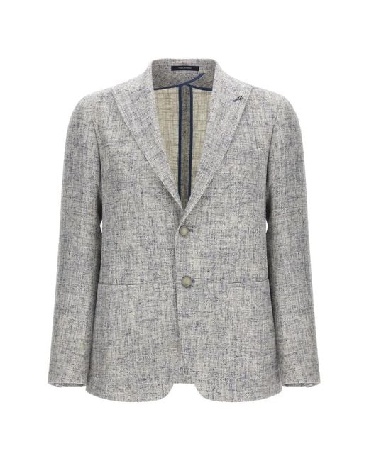 Tagliatore Gray Single-Breasted Peak-Lapels Blazer for men