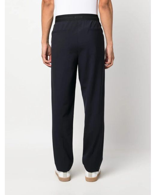 MSGM Blue Tailored Trousers With Slim Fit for men