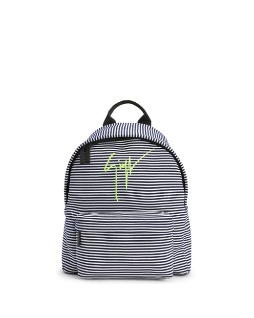 Giuseppe Zanotti Blue Bud Logo-Print Striped Backpack for men