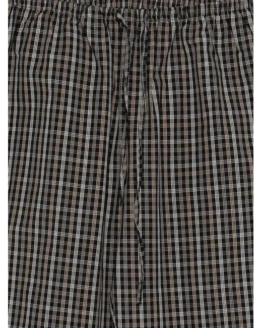 Rohe Gray Drawstring Checked Trousers