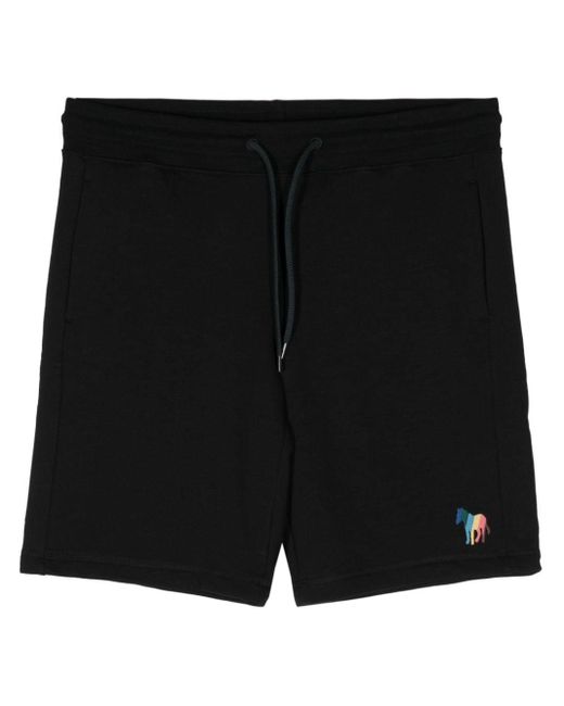 PS by Paul Smith Black Embroidered-logo Organic Cotton Shorts for men