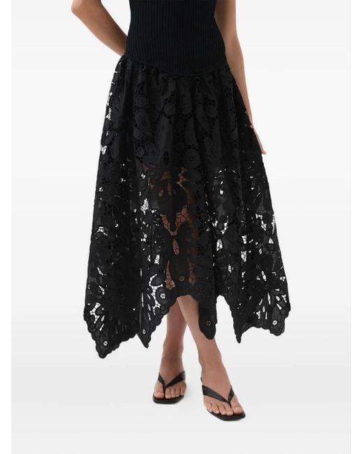 Aje. Atlas Floral-lace Dress Black