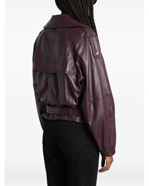 IRO Purple Yuria Belted Leather Biker Jacket