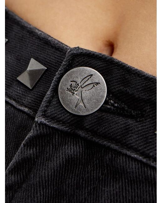 One Teaspoon Black Studded Five-Pockets Shorts