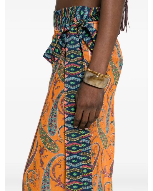 Etro Orange Paisley-Print Skirt