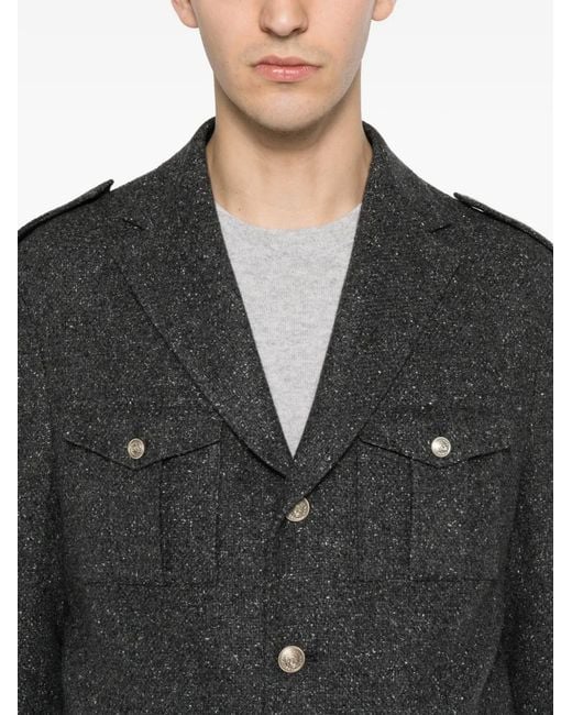 Eleventy Black Epaulette-Detail Jacket for men