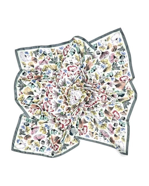 Bimba Y Lola White Floral-Print Scarf
