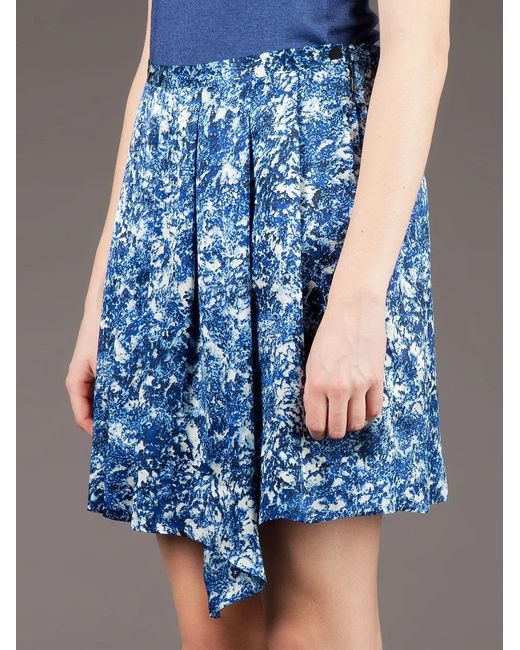 Twisty Parallel Universe Blue Floral Print Skirt
