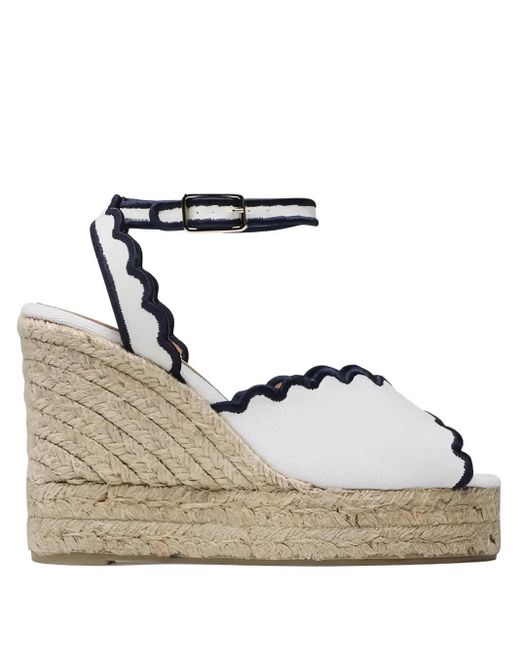 Espadrilles Compensées 110 Mm À Bords Festonnés Castaner en coloris White