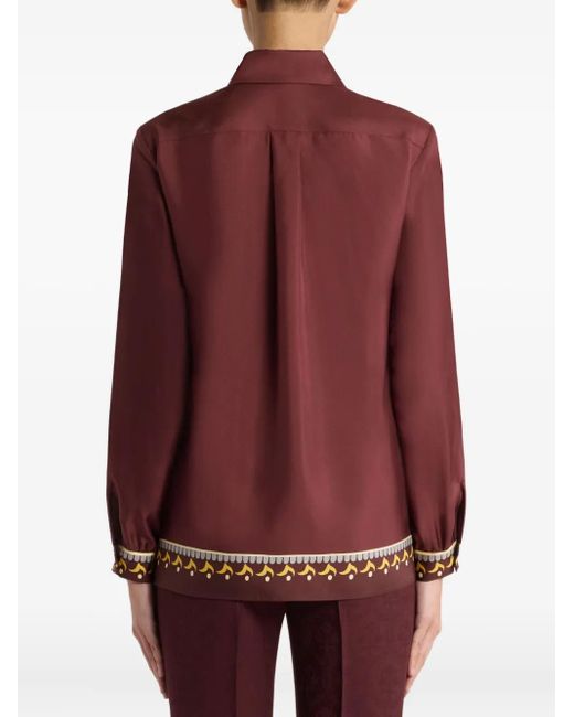 Etro Red Floral Print Silk Shirt